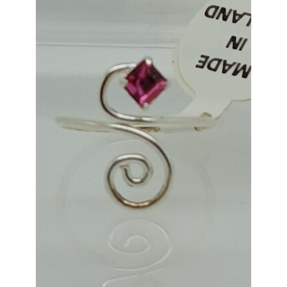 Sexy Pink Crystal Rhinestone Toe Ring Adjustable Size Sterling Silver Gift Boxed - Picture 2 of 9